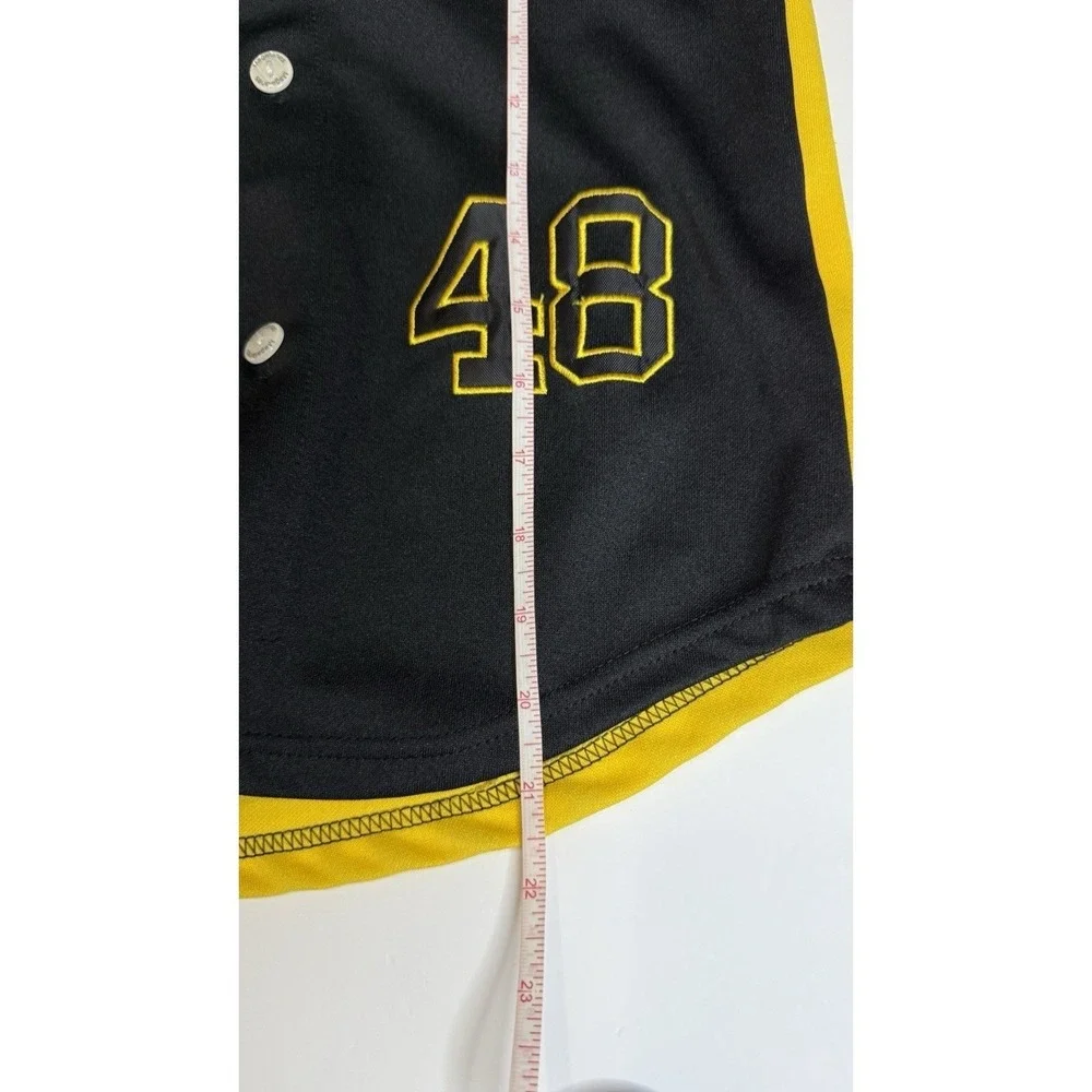 Navegantes del Magallanes Kids Baseball Jersey Size 8 Black Yellow Button Up